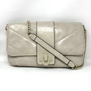 True Religion Shoulder‎ Bag Womens Ecru Faux Leather Y2K Chain Strap Mini Indie